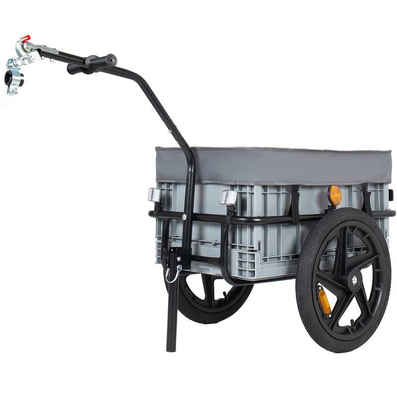 2-in-1 Bike Cargo Trailer with Foldable Storage Box, Bicycle Trailer Quick Release 16" Wheels, 70L Large Capacity