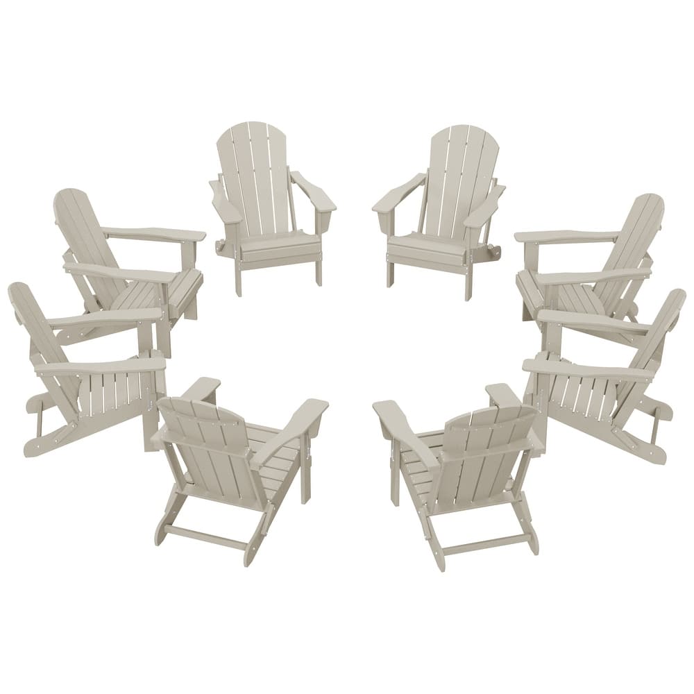Laguna Hdpe All Weather Outdoor Patio Foldable Adirondack Chairs (Set Of 8)