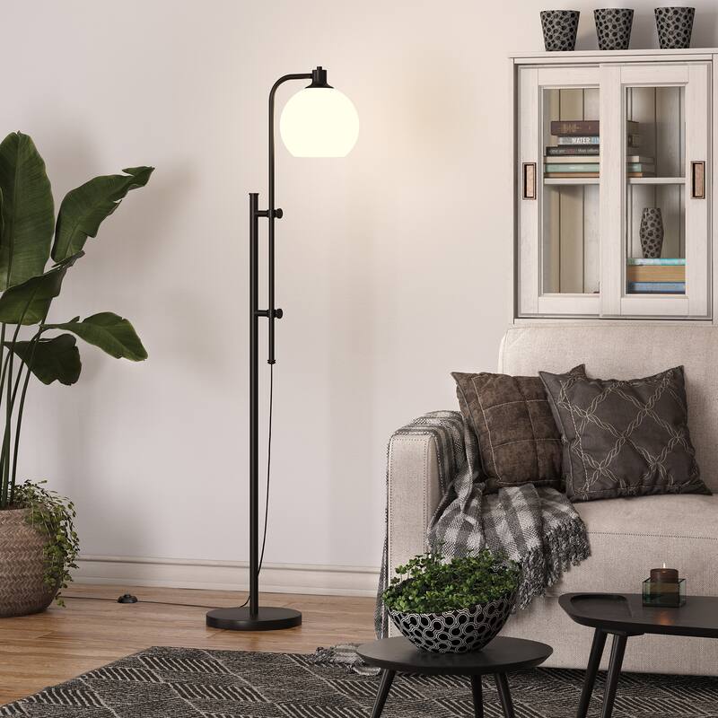 Antho Height Adjustable Floor Lamp with Glass Shade