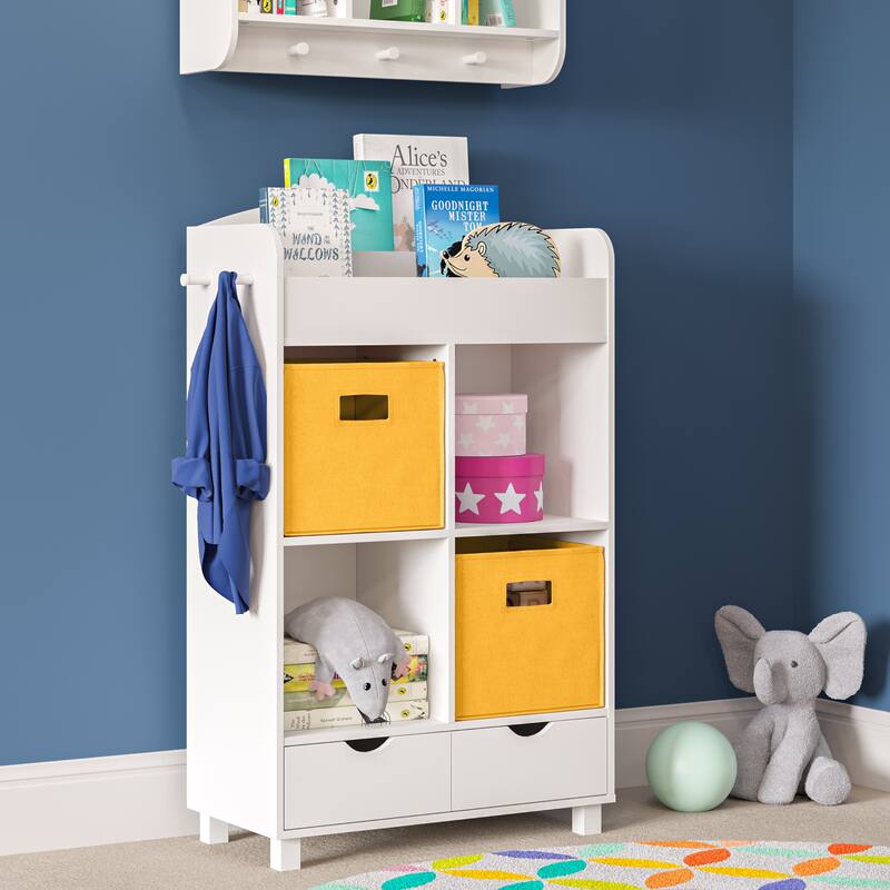 RiverRidge Kids Book Nook Cubby Toy Storage Cabinet with Bookshelf, Drawers, and Hooks