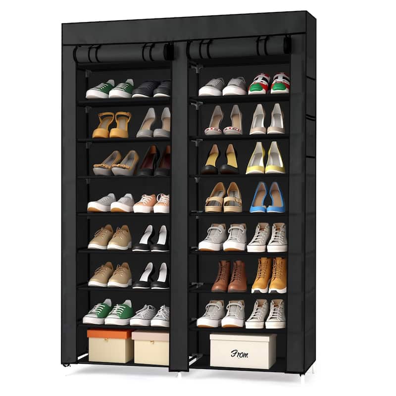 10-Tier Vertical Non-Woven Fabric Shoe Storage Rack with Iron Frame for Home Entryway - 45.25”W x 11.81”D x 62.99”H