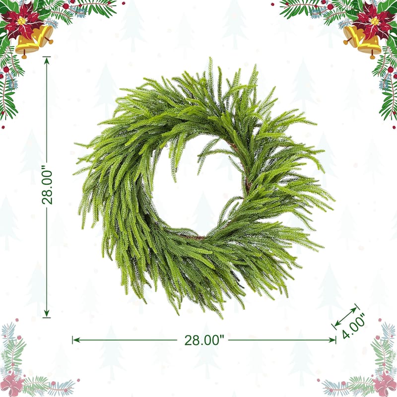 Glitzhome Christmas Greenery Pine PE Dripping Garland & Wreath & Teardrop Set