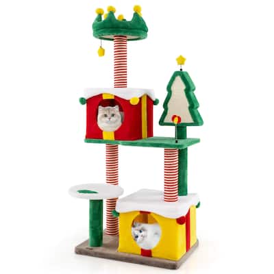 Costway Christmas Cat Tree for Indoor Cats with Sisal Scratching Posts - See Details