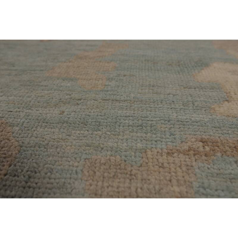 Light Blue Oushak Turkish Rug Hand-Knotted Wool Carpet - 9'0"x 11'10"
