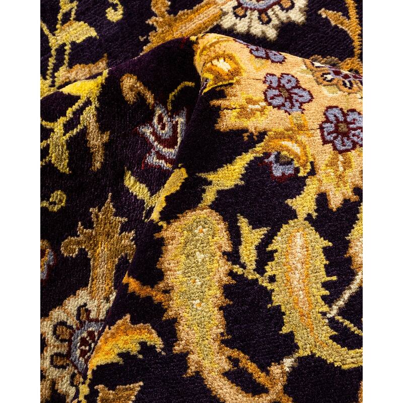 Overton Hand Knotted Wool Vintage Inspired Traditional Mogul Purple Area Rug - 9' 1" x 12' 0"