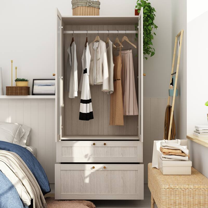 Modular Modern Glass Door Wardrobe:Storage Closet Solution Armoire