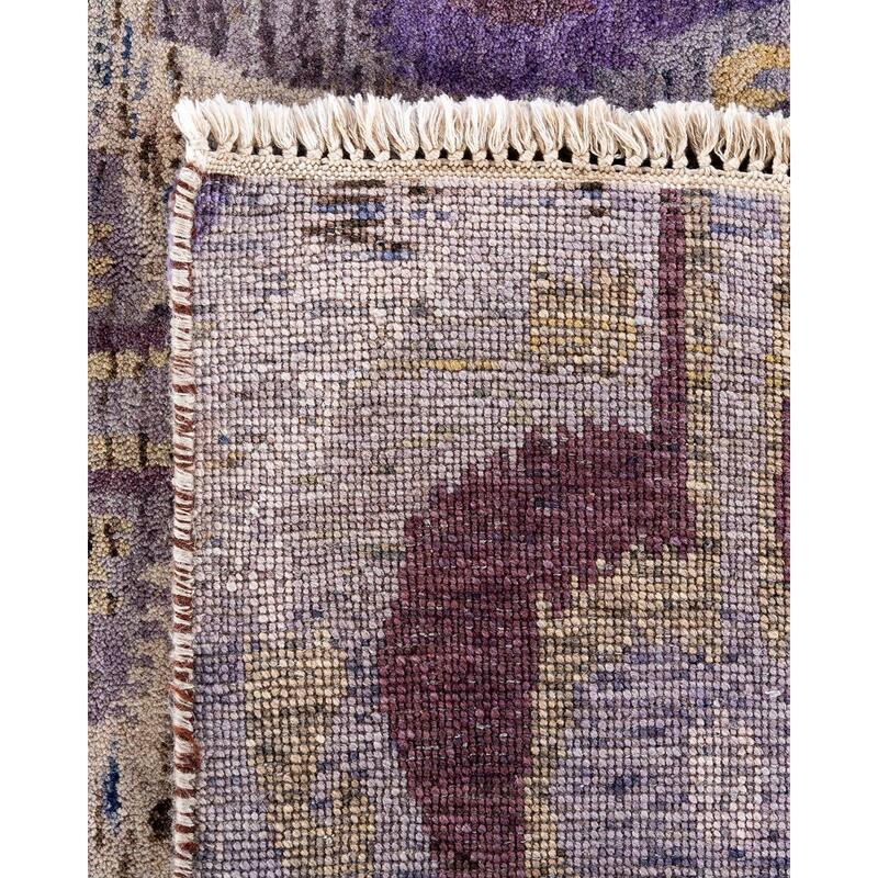 Ikat One-of-a-Kind Handmade Area Rug, Purple - 9' 0" x 12' 3"