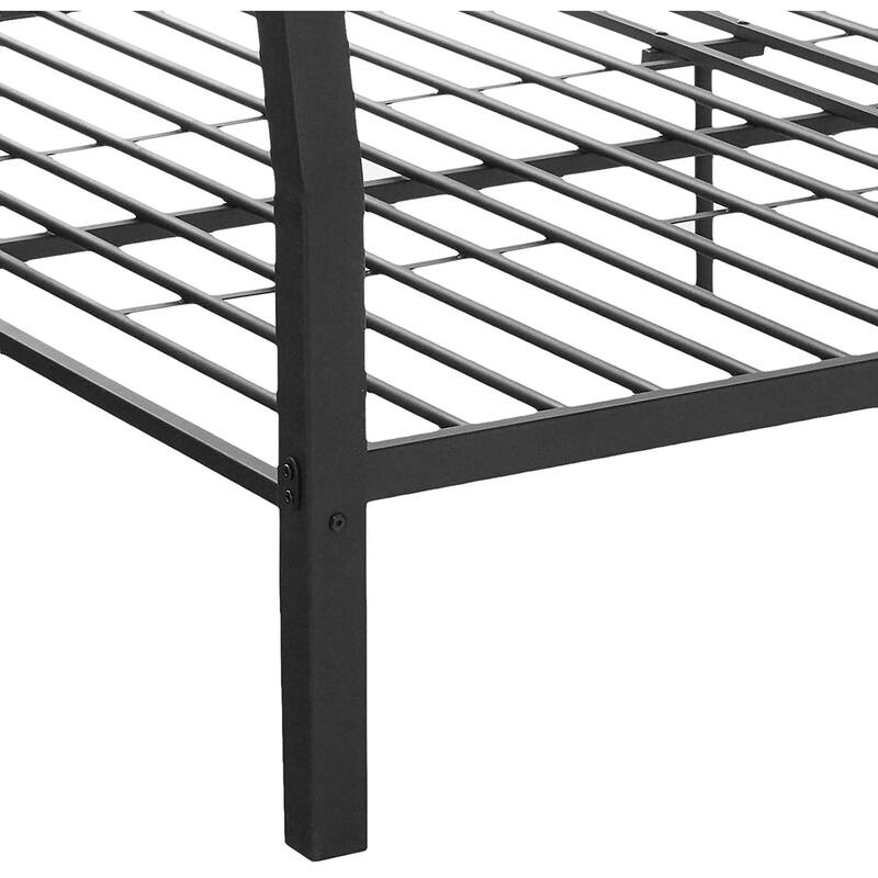 Metal Bunk Bed With Slide,Kids House Bed,Safety Barrier - Black - Queen