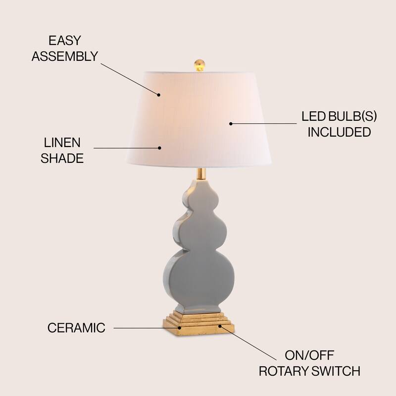 Carter 29" Ceramic/Resin LED Table Lamp, Navy/Gold by JONATHAN Y