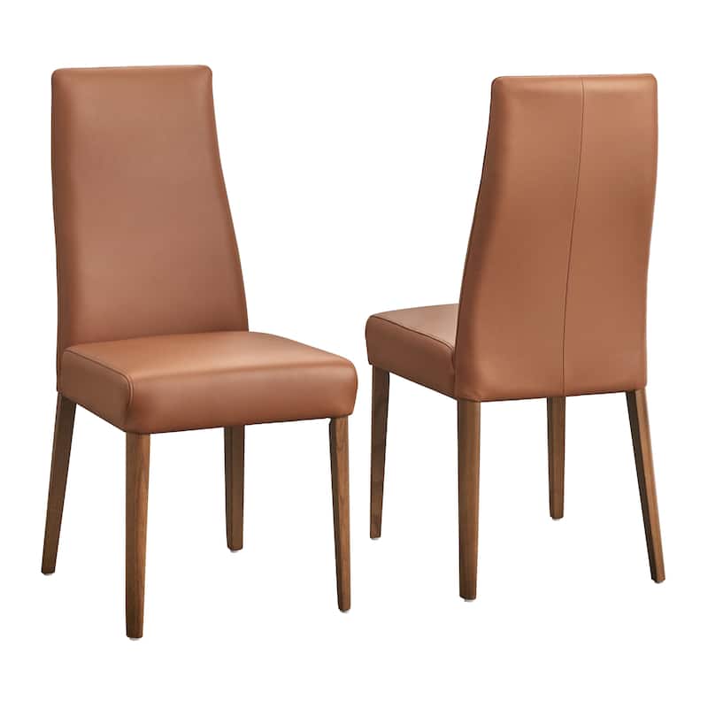 Lifestorey Ross Leather Dining Chairs (Set of 2) - Cognac Brown - Set of 2