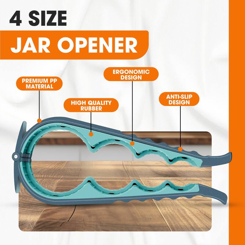 Cheer Collection Jar Opener Kit Versatile 4 Piece Set for Easy Lid and Bottle Opening