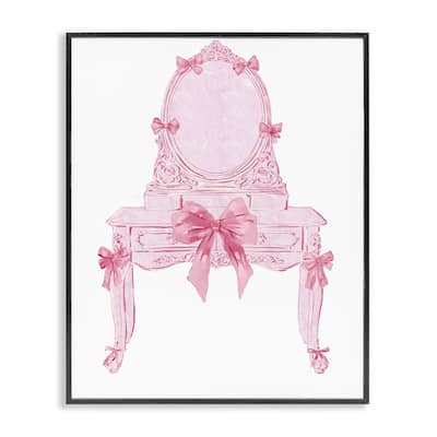 Stupell Lovely Pink Vanity with Bows Framed Giclee Art Design By Ziwei Li