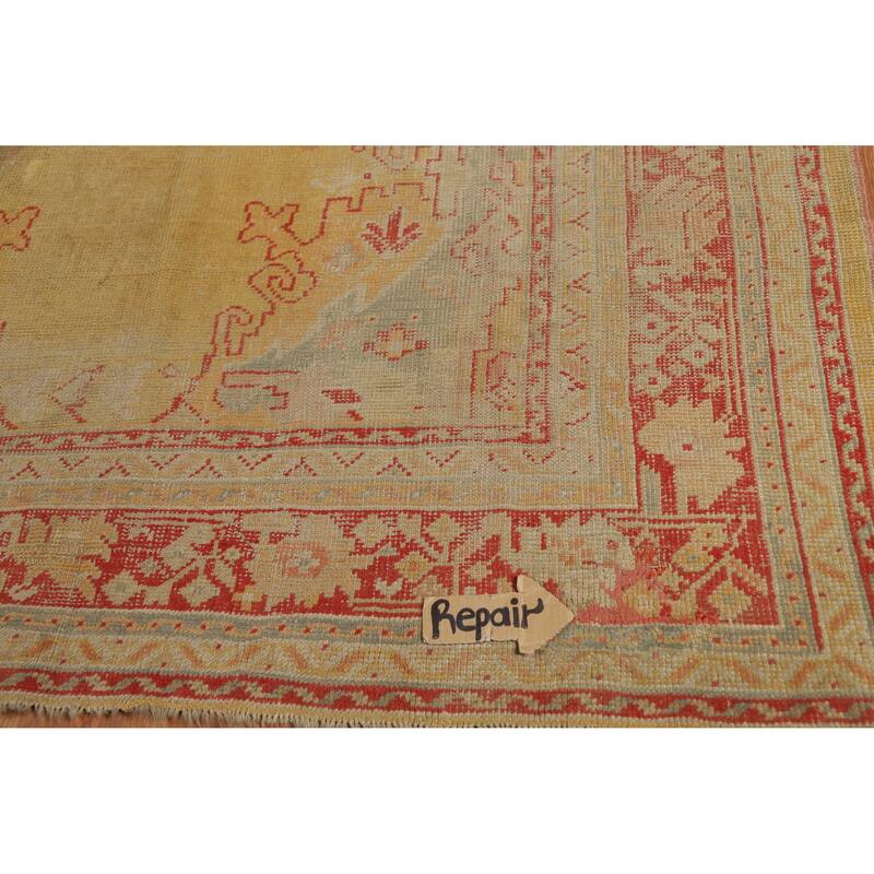 Pre-1900 Antique Vegetable Dye Oushak Turkish Handmade Wool Carpet - 6'9" x 9'6"