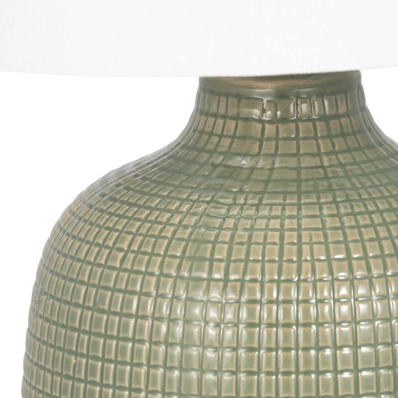 Sagebrook Home Textured Modern 19"H Ceramic Cylinder Mesh Table Lamp, Set Of 2 - 11" x 11" x 19"