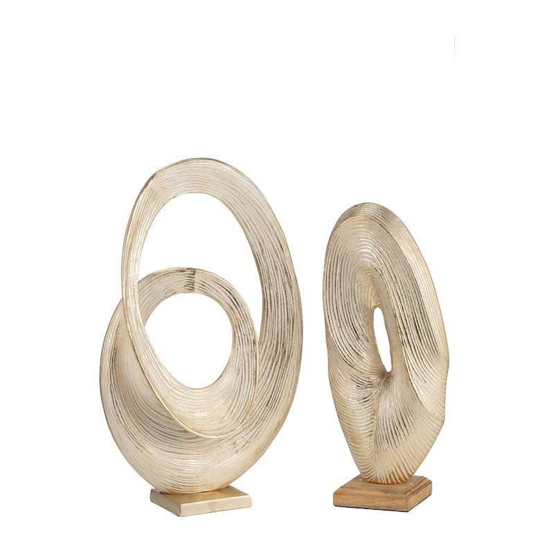 Sagebrook Home Aluminum 20" Swirl Sculpture - Elegant Gold Tabletop, Modern Metallic Accent for Home - 12" x 5" x 20"