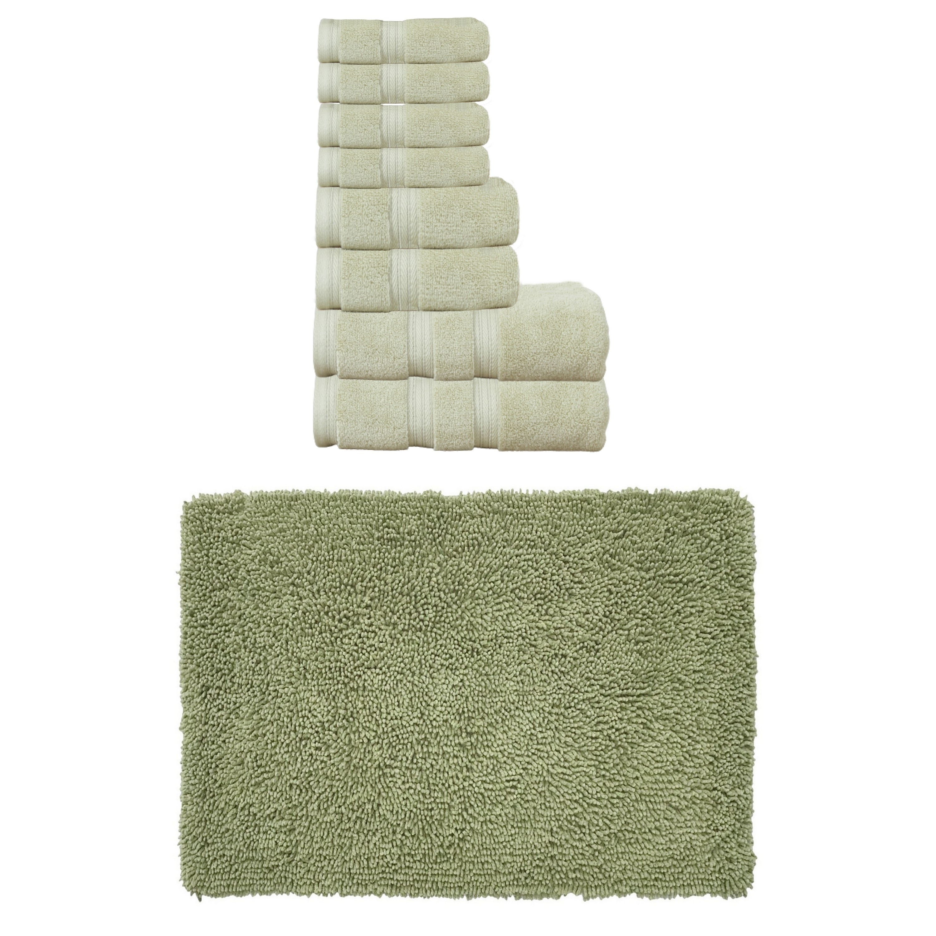 Home Weavers Fantasia Collection 100% Soft Cotton 8 Pc Bath Towel Set & 1 Pc Bath Rug, Machine Washable & Non Slip (Set of 9)