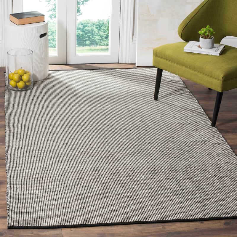 SAFAVIEH Handmade Flatweave Montauk Mariko Casual Cotton Rug - 5' x 8' - Ivory/Black