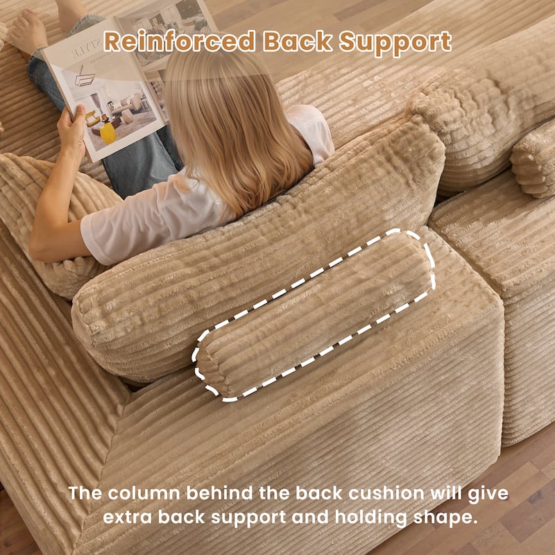 HOOOWOOO Modular Plush Upholstery L-shaped Sofa with Chaise Lounge