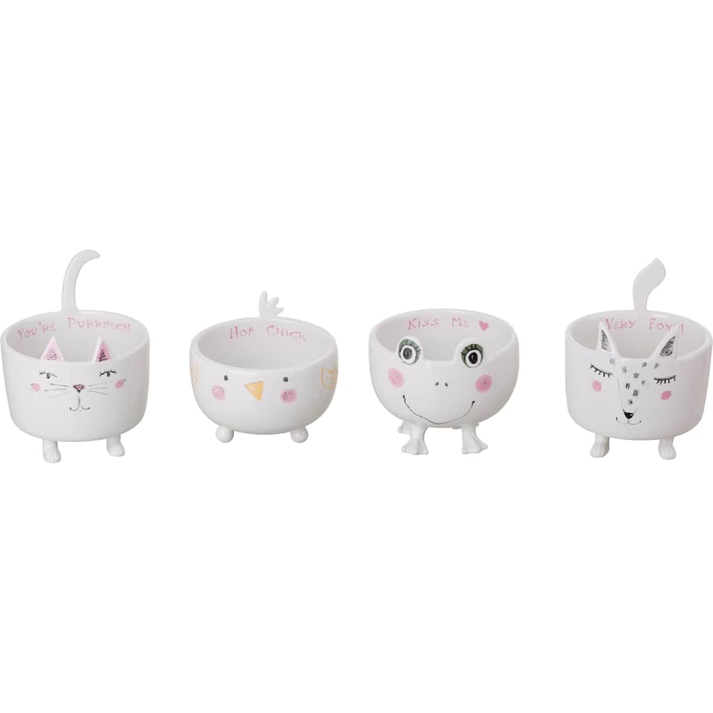 Transpac Ceramic Animal Candy Bowls Set of 4 Valentines Home Decorations