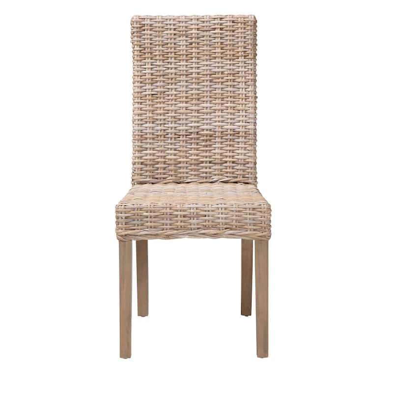 bali & pari Nevina Bohemian Grey Kubu Rattan and Mango Wood Dining Chair
