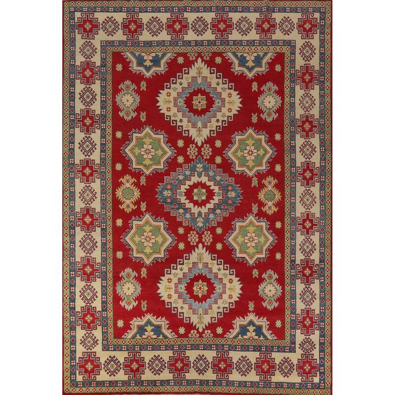 Red Kazak Oriental Area Rug Hand-Knotted Traditional Wool Carpet - 8'3" x 11'6"