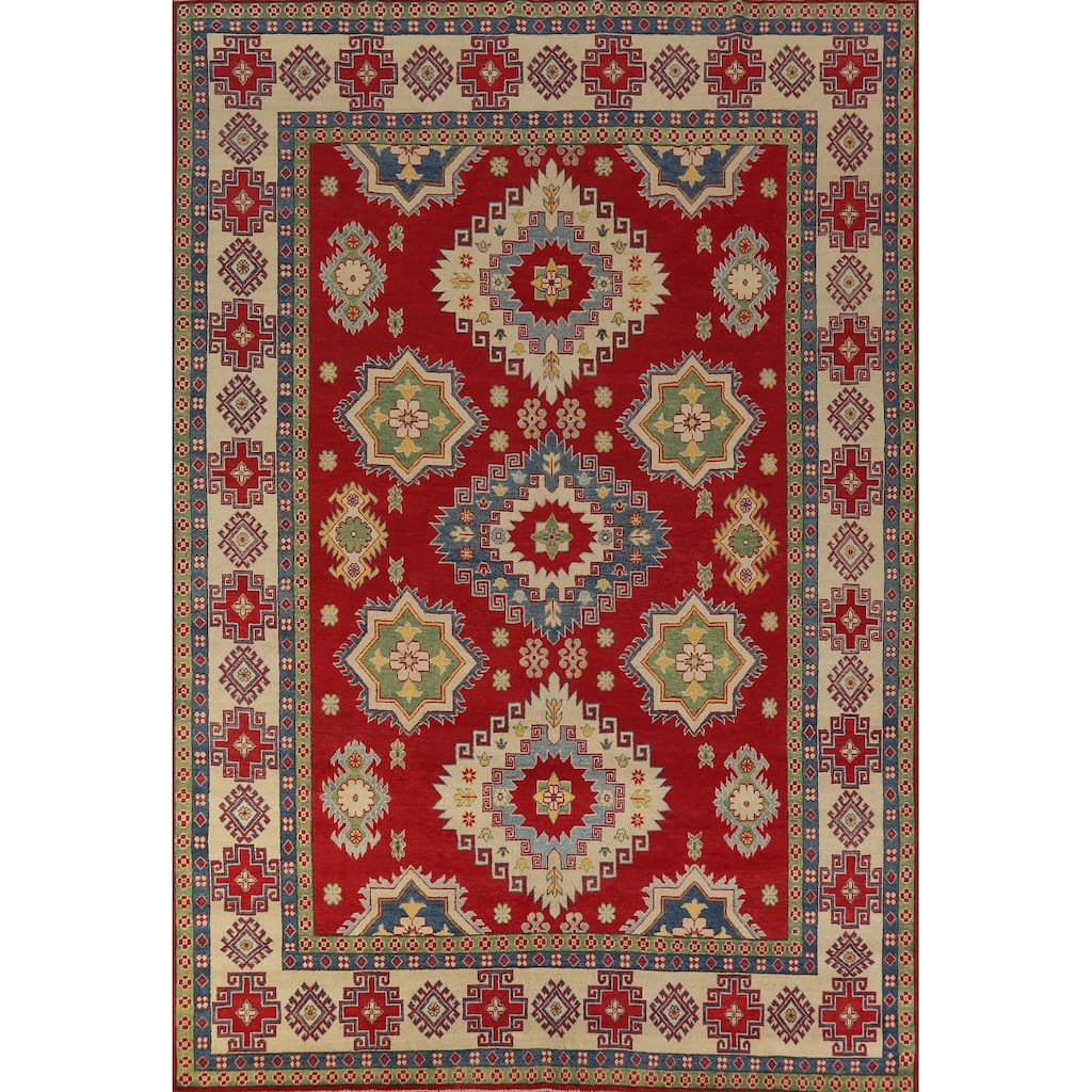 Red Kazak Oriental Area Rug Hand-Knotted Traditional Wool Carpet - 8'3" x 11'6"