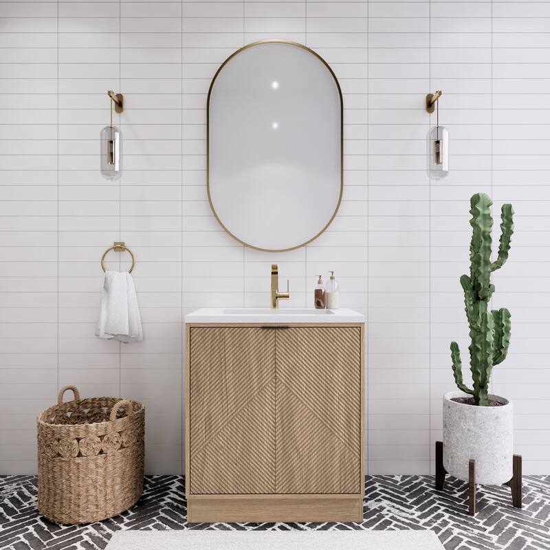 Milano 30" Freestanding Bathroom Vanity with White Acrylic Sink