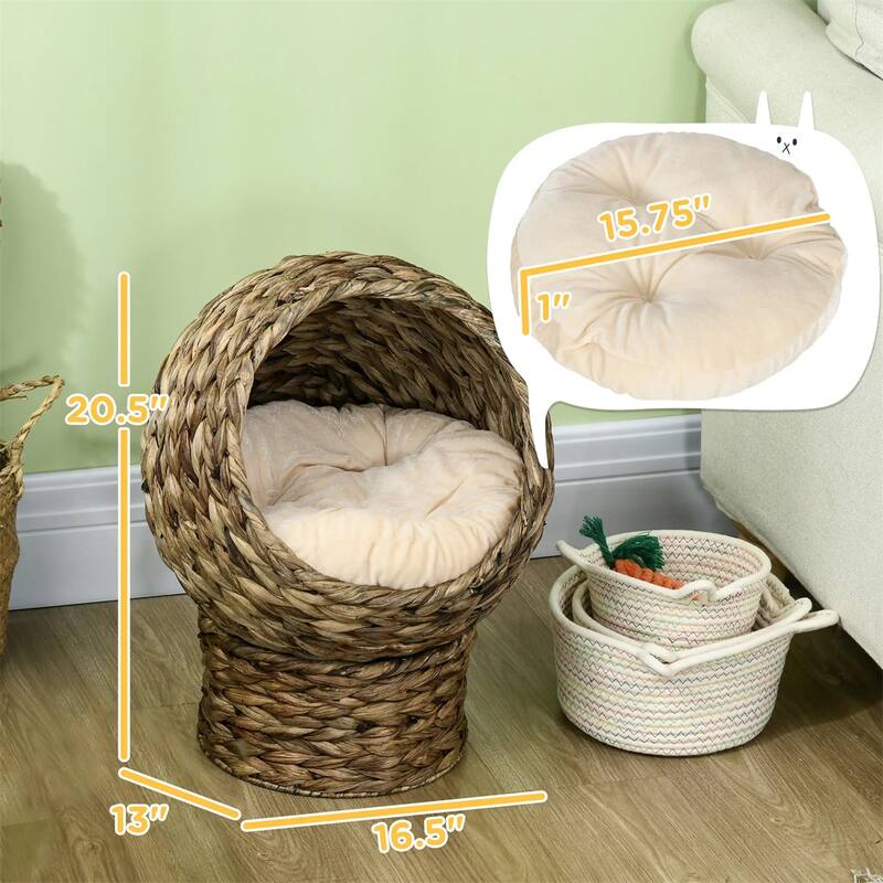 Raised Cat Bed with Rotating Cozy Basket Soft Cushion for Small Cats Up to 11 lbs
