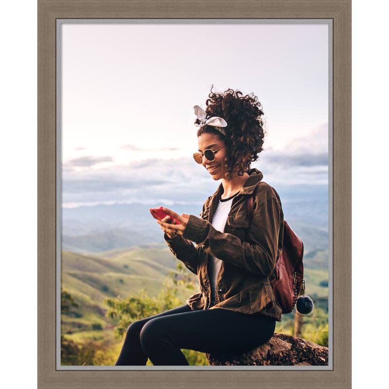 Eva Black Silver Narrow Framed Picture Frame, Photo Frame - 22x28 - Eva Brown Narrow