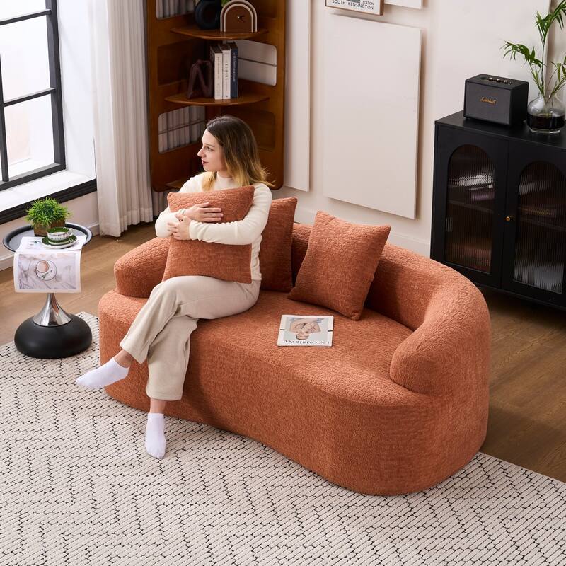 Curved Loveseat Full Compression Sponge 30D Sofa Chenille No-Assembly