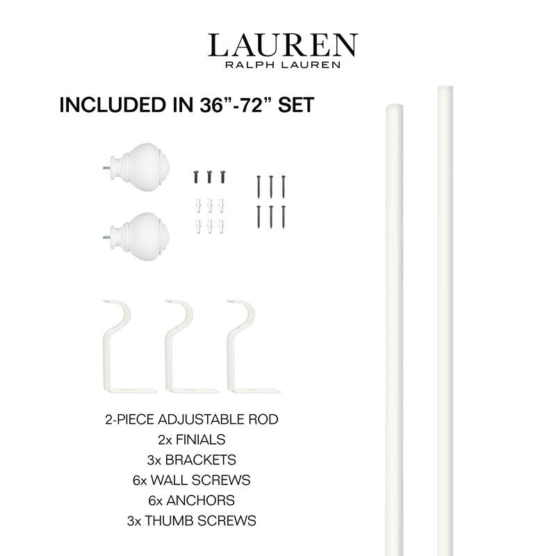 Lauren Ralph Lauren Markel 1" Adjustable Window Curtain Rod and Finial Set