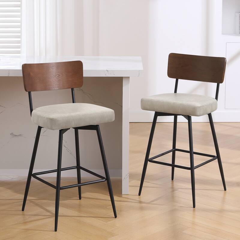 26"/ 29" Faux Leather Swivel Counter/ Bar Stools Set of 2/3 - Set of 2 - Griege - Bar Height