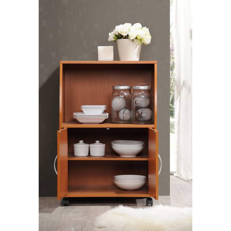 33" Cherry Red Solid Microwave Kitchen Cart