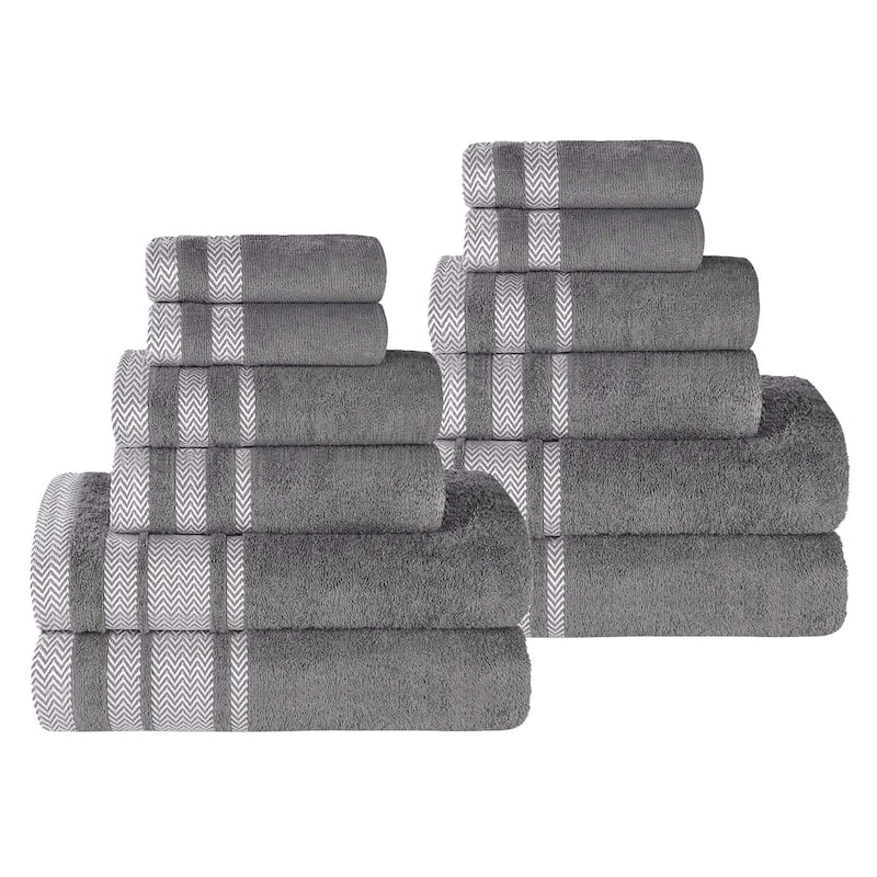 Superior Hays Cotton Medium Weight 12 Piece Bathroom Towel Set