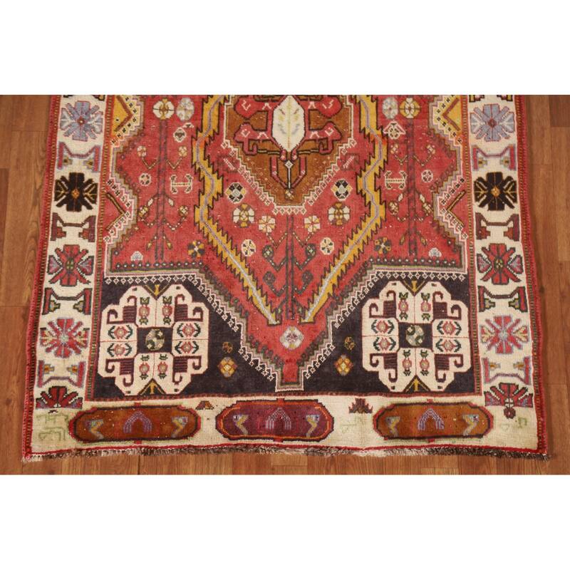 Vegetable Dye Shiraz Persian Antique Rug Hand-knotted Wool Carpet - 3'10"x 5'6"