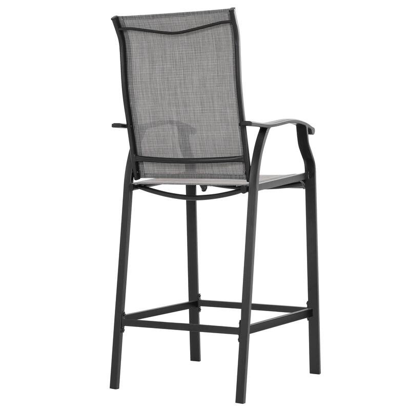 Patio 3-Piece Textilene Bar Set with High Backrest, Black and Gray