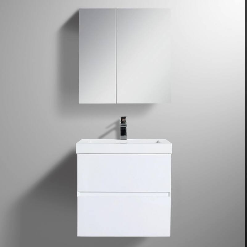 Blossom All Wood Wall Mounted Floating Bathroom Vanity with Sink