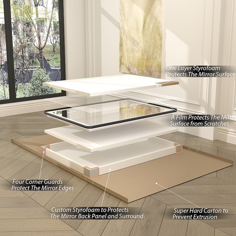 UL Certified Front & Back LED Anti-Fog Tempered Glass Framed Bathroom/Vanity Mirror 3-Year Warranty