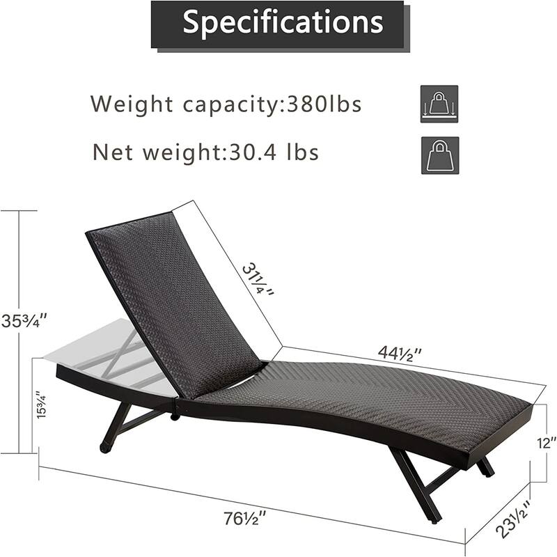 2-Piece Foldable Poolside Lounge Chairs with Adjustable Backrest & Quick-Dry Cushions, Rattan Lounge Chairs with Wheels