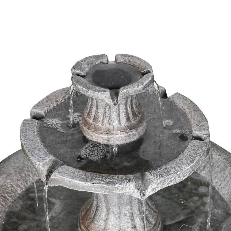 2-Tier Freestanding Waterfall Fountain for Outdoor Garden Decor