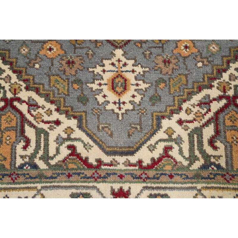 Hand Knotted Oriental 100% Wool Carpet Traditional Medallion Greys & Charcoal Heriz (serapi) Area Rug - 6' 1'' X 4' 0''