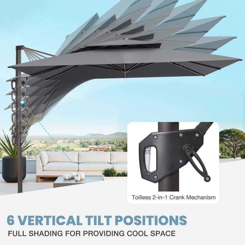 VredHom 10 X 10 ft Square Patio Cantilever-Offset Umbrella