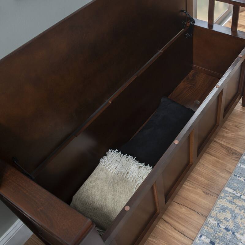 Migdalia Flip Top Slat Back Storage Entryway Bench