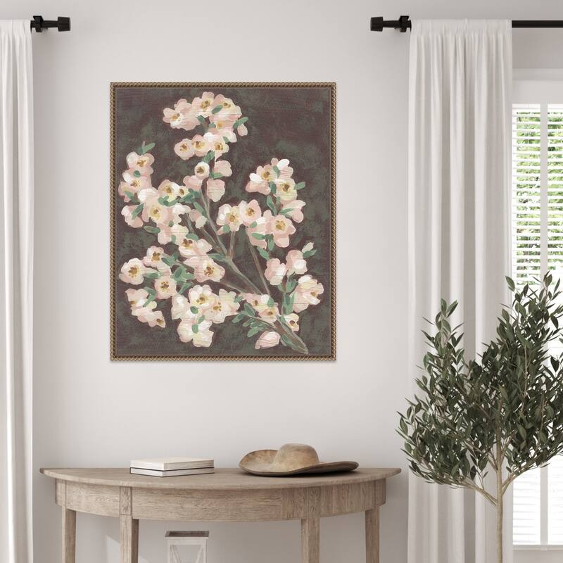 Branch on Burgundy No. 2 by June Erica Vess Framed Canvas Wall Art Print