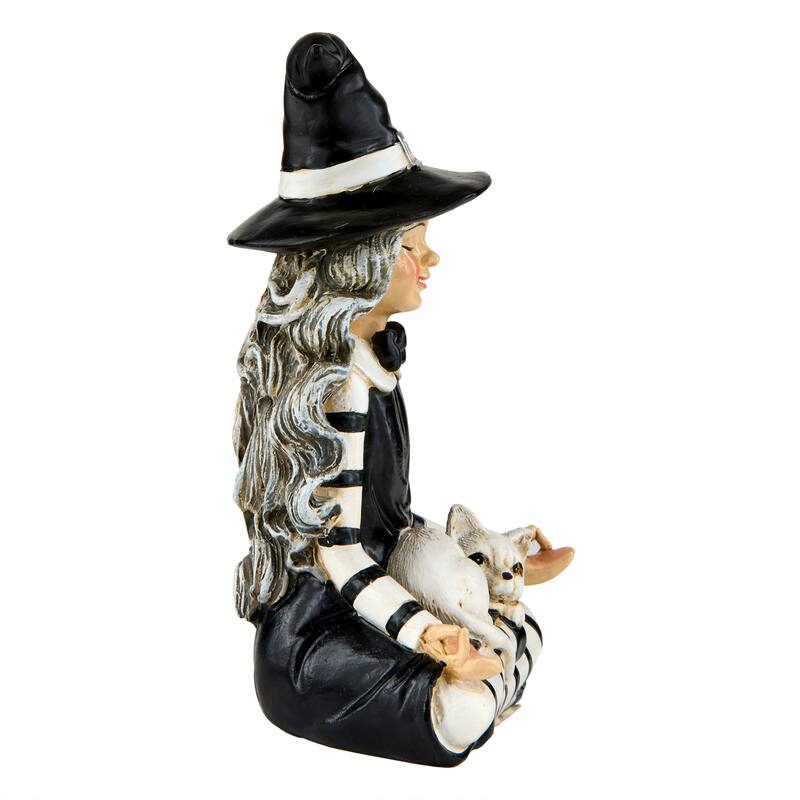 National Tree Company 5" Black and White Yoga Witch Tabletop Decoration - 5 in
