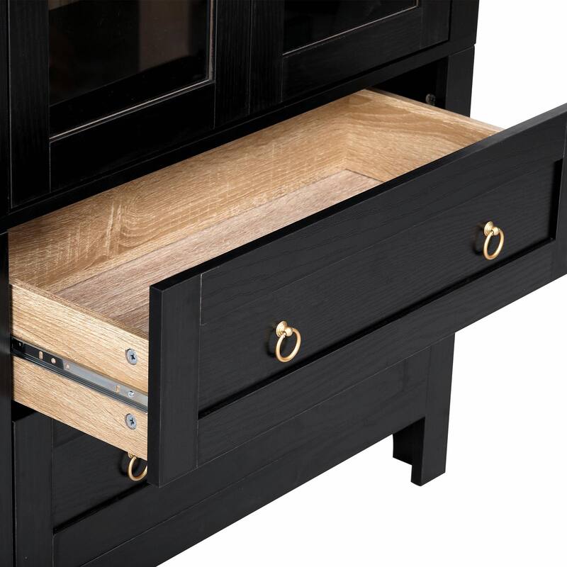 71" Tall Arched Kitchen Pantry Cabinet with 2 Large Drawers