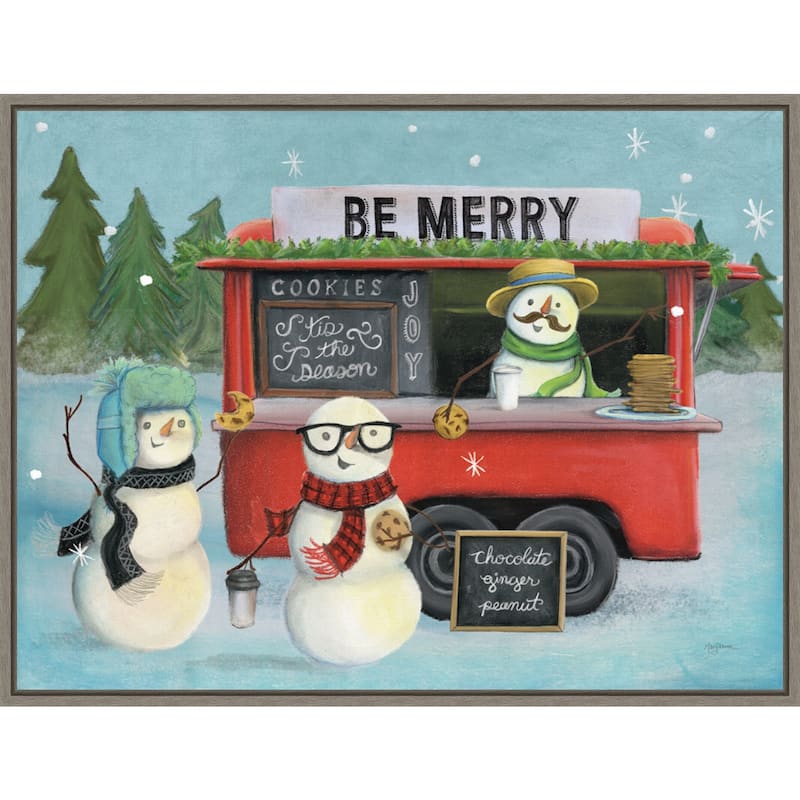 Christmas on wheels III by Mary Urban Framed Canvas Wall Art