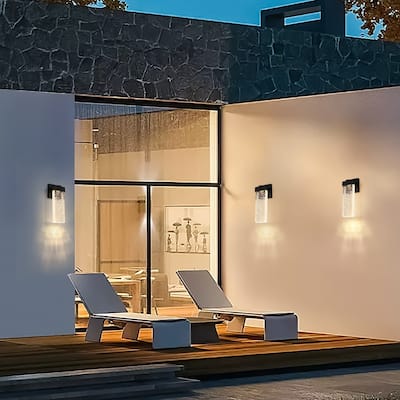 2-Pack Outdoor Waterproof Crystal LED Wall Lamps – Transparent Design Supports Multiple Bulb Types (12W per Lamp)
