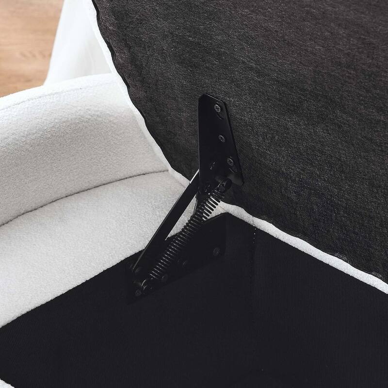 47.24" Chenille Fabric Oval Ottoman Storage Bench