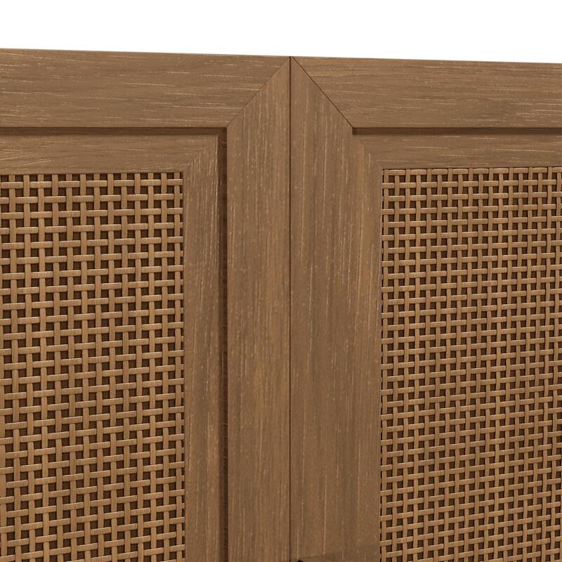 36"H Classic Storage Cabinet with Adjustable Shelves with Rattan Doors
